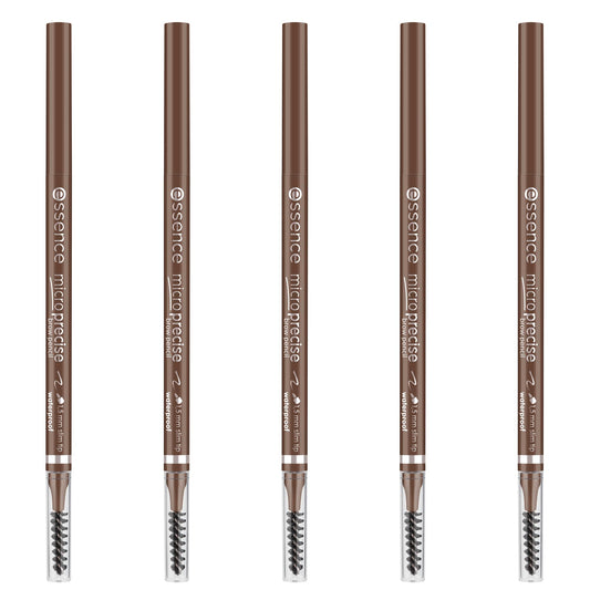 Uzacu zīmulis essence micro precise brow pencil, Nr. 03, Brown, ilgnoturīgs, definējošs, dabisks, vegāns, ūdensnoturīgs, bez mikroplastmasas daļiņām, bez parabēniem, 5 gab. iepakojums (5x0.05g)