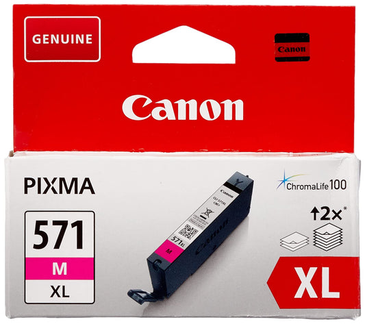 Canon oriģināltinte CLI-571XL M - XL magenta cartridge, eco-friendly packaging, high-quality printing.
