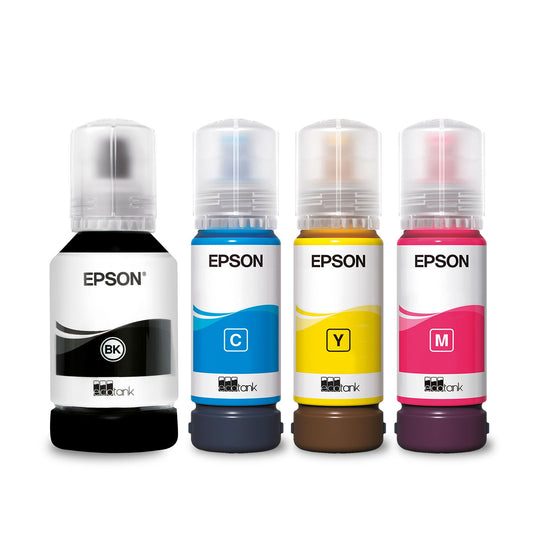 Epson EcoTank 102 - oriģinālā tinte pudelēs, četru krāsu komplekts, ilgmūžīgs un ekonomisks risinājums drukāšanai.