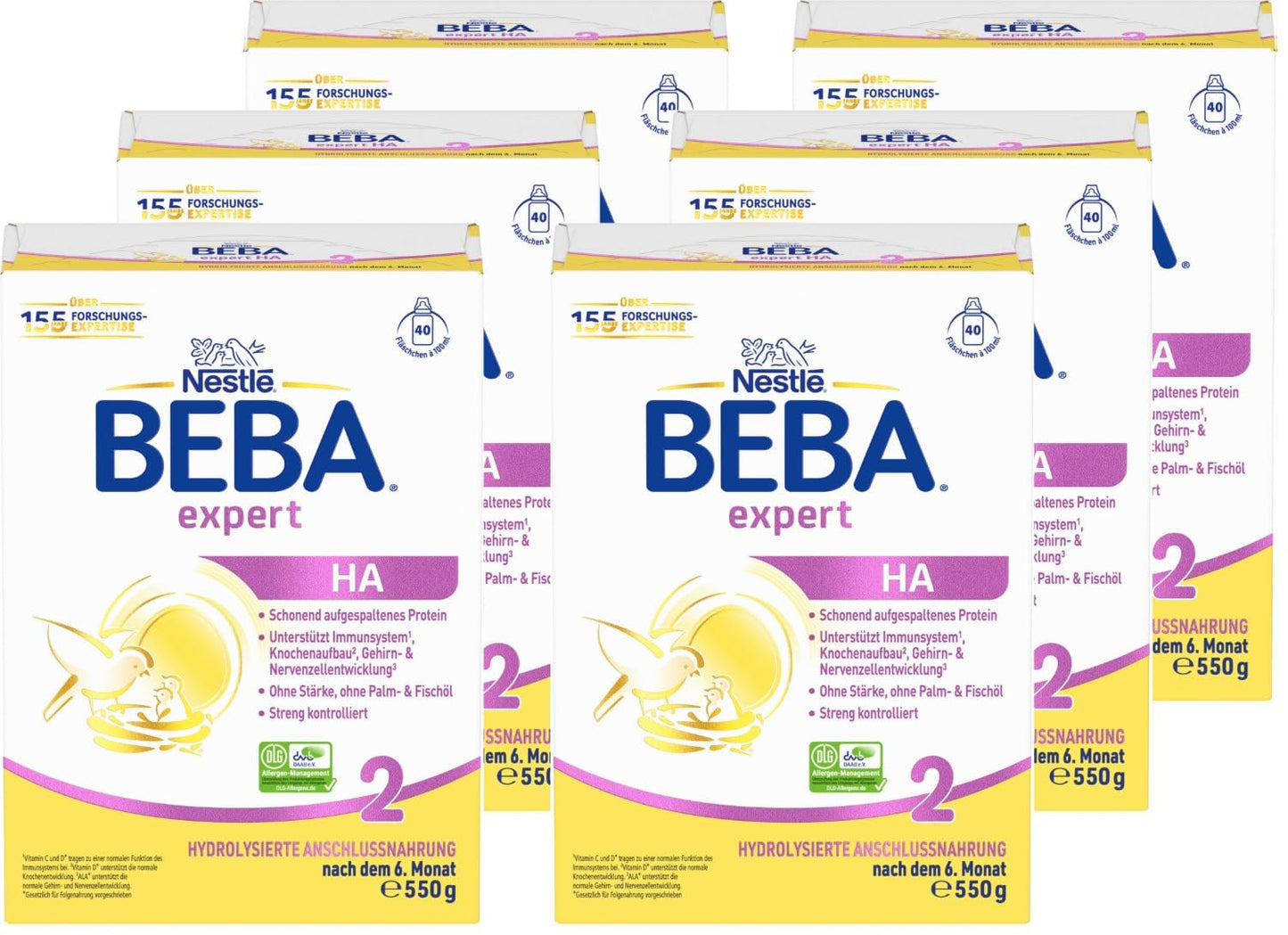 BEBA expert HA 2 turpināmais maisījums pēc 6. mēneša, bērnu uzturs, 6 x 550 g