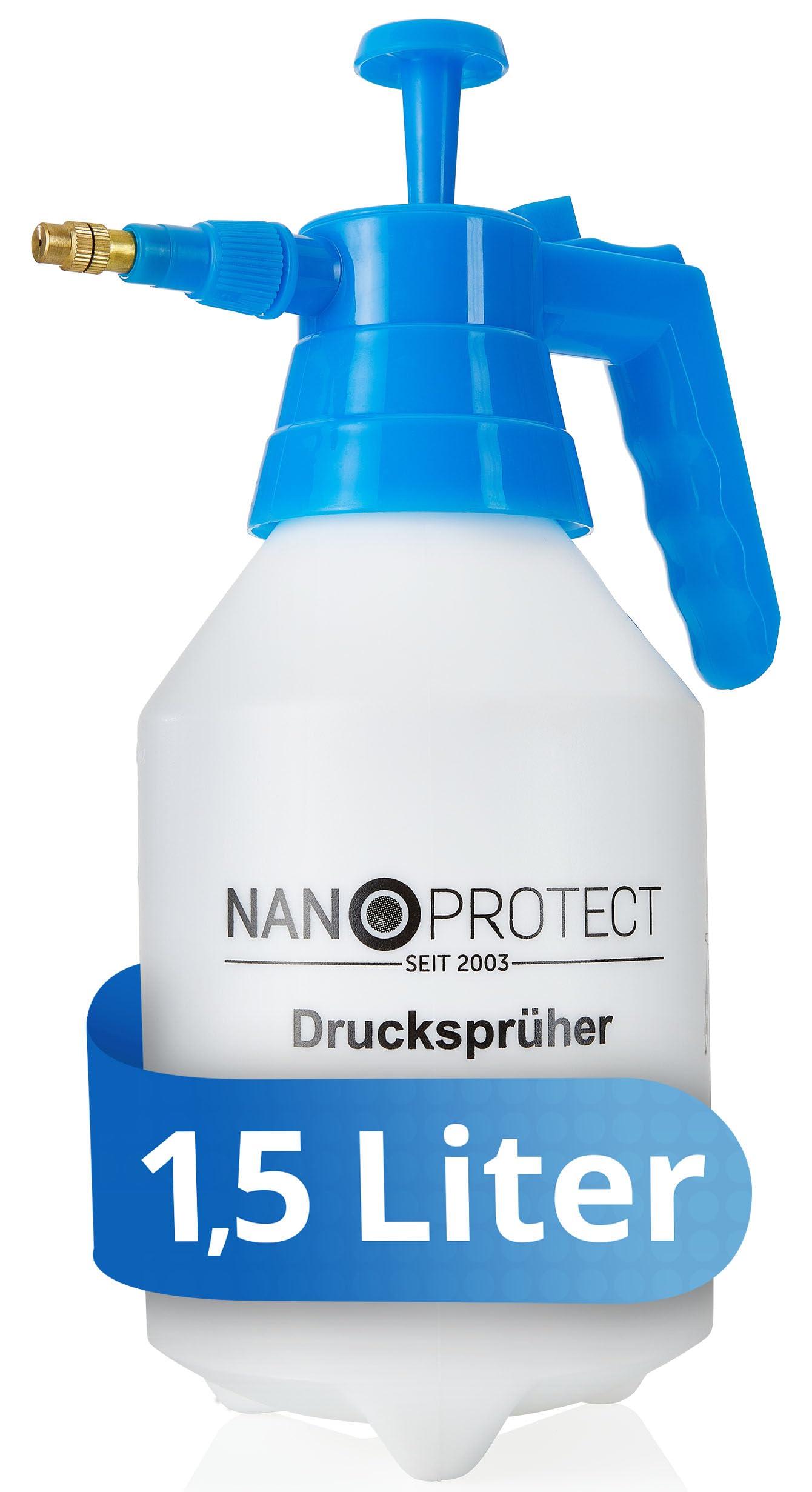 Spiediena smidzinātājs Nanoprotect 1,5 L ar misiņa uzgali, pumpējams smidzinātājs