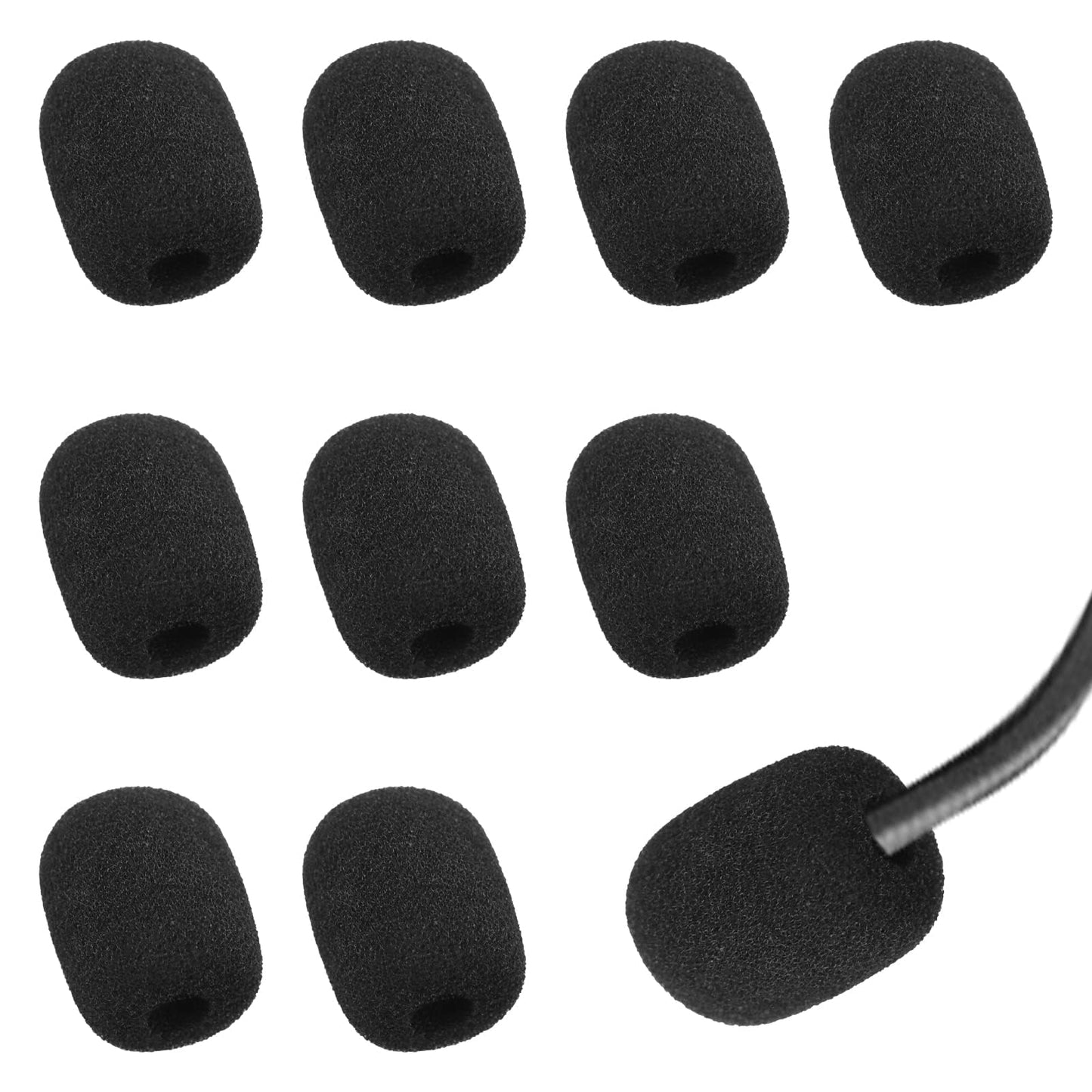 Mikrofona putuplasta pārvalks 10 gab. headset mikrofonam, vēja aizsargs, mikrofona aizsardzība, mini putuplasta uzmavas, melnas