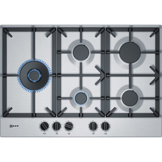 NEFF T27DS79N0, N 70, gāzes plīts, autonomā gāzes plīts 75 cm plata, FlameSelect, trauku mazgājamai mašīnai droši katlu turētāji, vienas rokas sprādziena aizdedze, nerūsējošais tērauds