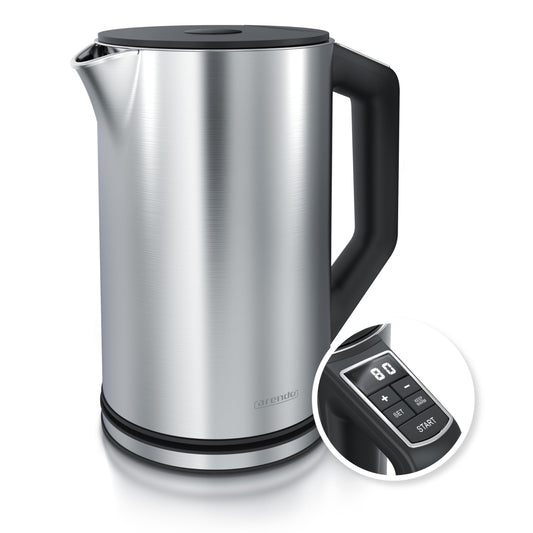 Arendo ELEGANT ūdens vārītājs - nerūsējošais tērauds, temperatūras iestatījums 40-100°C, dubultsienu dizains, 1,5L, 2200W.