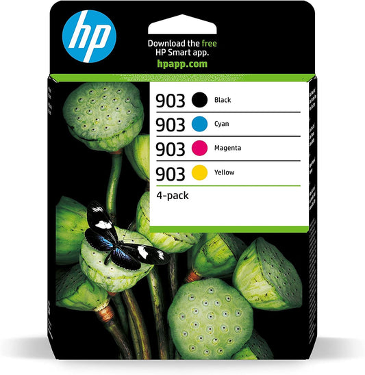 HP 903 Original Ink Cartridge Set - 1xCyan, 1xMagenta, 1xYellow, 1xBlack for HP OfficeJet 6950, Pro 6960, 6970.