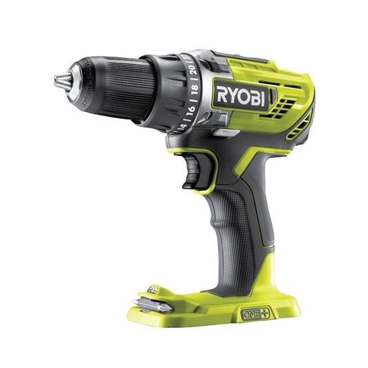 RYOBI 18V ONE+ akumulatora urbjmašīna R18DD3-0 - 50Nm griezes moments, 2 ātrumi, 13mm patrona, LED apgaismojums