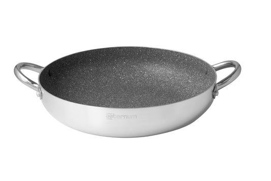 Aeternum Lielā ģimenes Deluxe ģimenes panna 32 cm - alumīnija, sudraba/melna krāsa, ideāla cepšanai un sautēšanai.