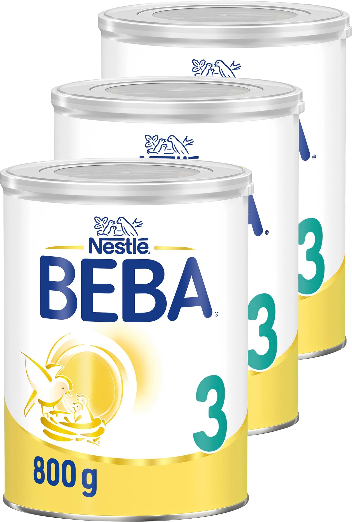 BEBA 3 turpmākās piena maisījums no 10. mēneša, ar HMO un DHA, bērnu uzturs, 3 x 800 g
