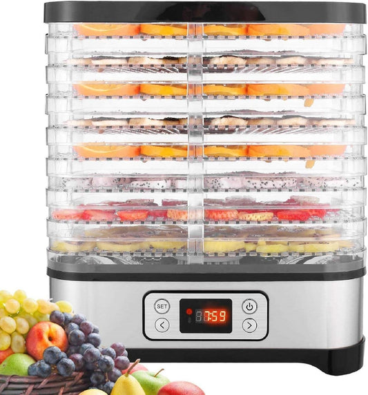 400W Dörrautomat ar temperatūras regulatoru, BPA brīvs pārtikas dehidrators gaļai, augļiem un dārzeņiem, 8 stāvi