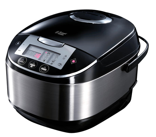 Russell Hobbs Multikookeris [11-in-1: Rīsu vārītājs, lēnās vārīšanas katls, tvaika vārītājs, lēnās vārīšanas katls, maizes cepšanas automāts, jogurta ražotājs utt.] Multikookeris (5,0l, digitālais displejs, pret kondensāta vāks) 21850-56