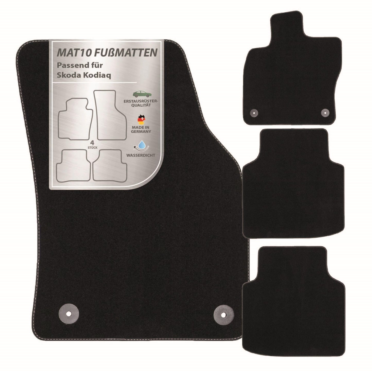 MAT10 – Auto paklāji, kas piemēroti Skoda Kodiaq (BJ 03/2017 līdz 12/2023, 5-vietīgs, tips NS+NV) no velūra | 4 daļu automašīnu paklāju komplekts | izturīga oriģinālo ražotāju kvalitāte, ražots Vācijā