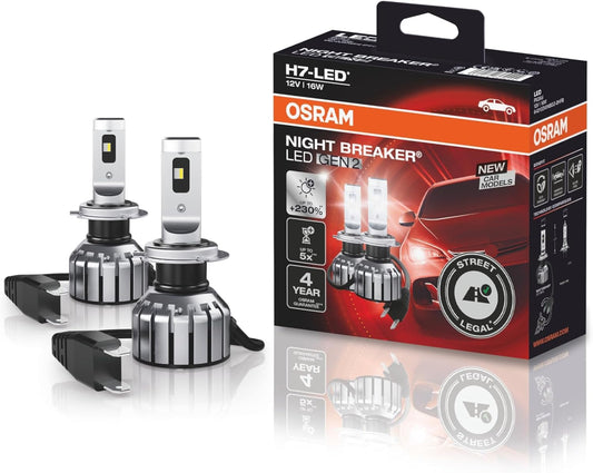 Osram NIGHT BREAKER LED H7 GEN 2, tālās un tuvās gaismas ar ceļu atļauju, 12V, līdz 230% vairāk spilgtuma