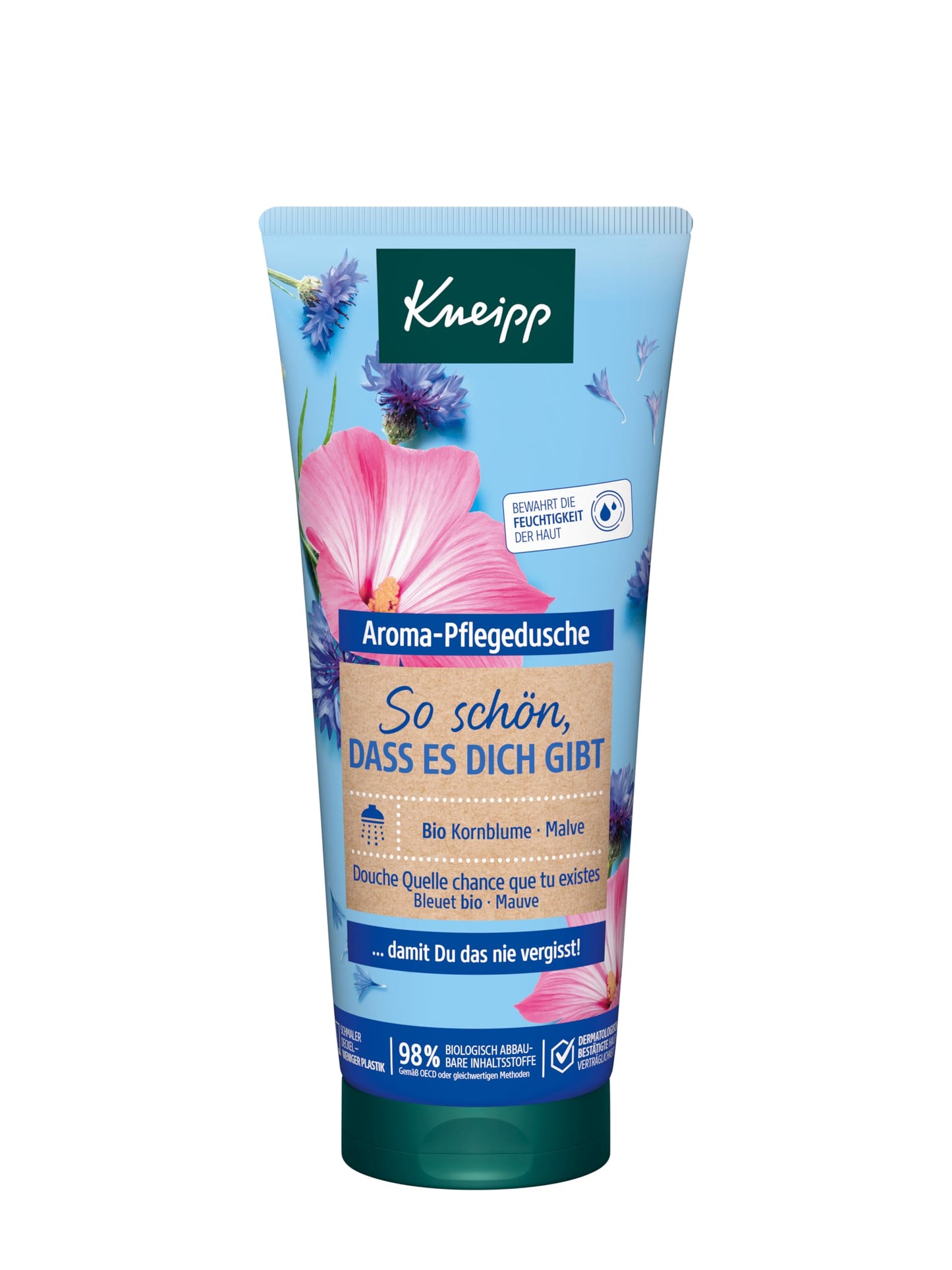 Dušas želeja Kneipp Aroma-Pflegedusche So schön, dass es Dich gibt, zilo rudzupuķu, malvas un kopjošās eļļas ekstrakti, 200ml