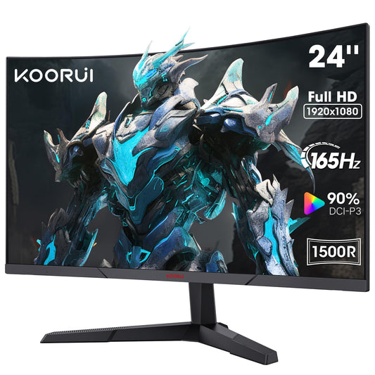 KOORUI 24 collu izliekts spēļu monitors - FHD 1080p, 1 ms reakcijas laiks, 180Hz atsvaidzināšanas frekvence, HDMI 2.0/DP 1.2