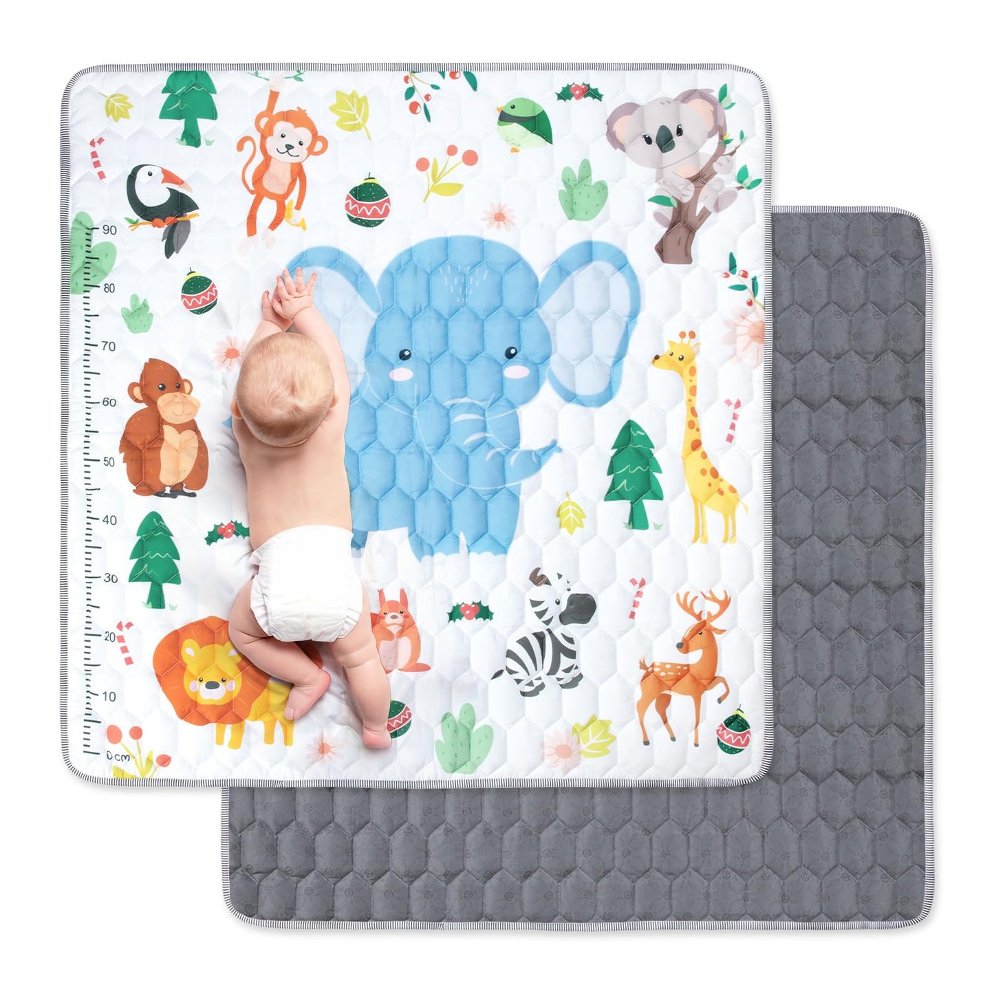 LittleTom bērnu puzļu paklājiņš no 0 mēnešiem – 18 daļas pa 30x30 cm krabēšanas un grīdas paklājs bērnistabai un āra lietošanai - bērnu paklājs bēšs 180x90 cm – EVA putu paklājs, izolācijas paklājiņš, BPA-free