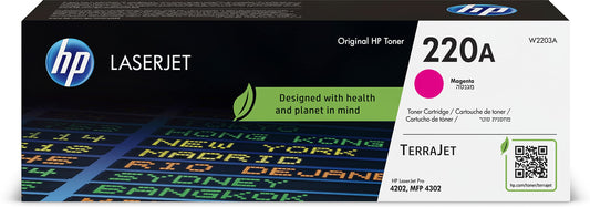 HP 220A Magenta toner cartridge - Original LaserJet, vibrant color, high-quality printing, compatible with HP printers.