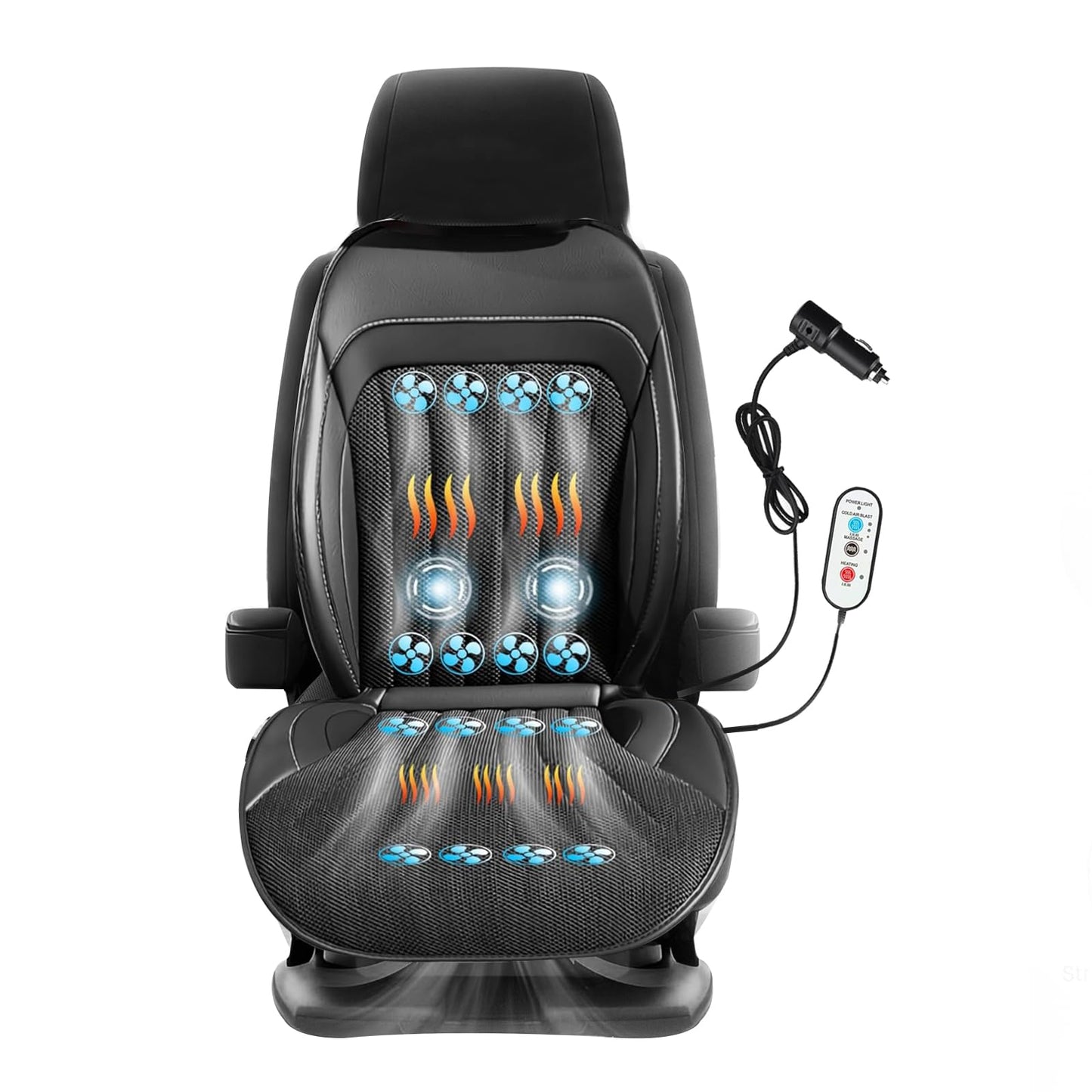 Dzesējošs masāžas sēdekļa spilvens VLFLG ar ziemas un vasaras funkciju, 12V auto sēdekļa pārvalks 3 in 1