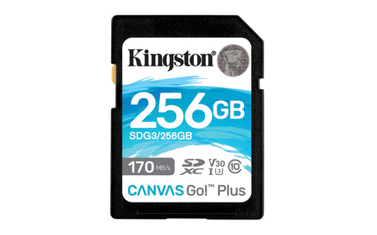 Kingston SDG3/256GB SD atmiņas karte (256GB SDXC Canvas Go Plus 170R C10 UHS-I U3 V30)