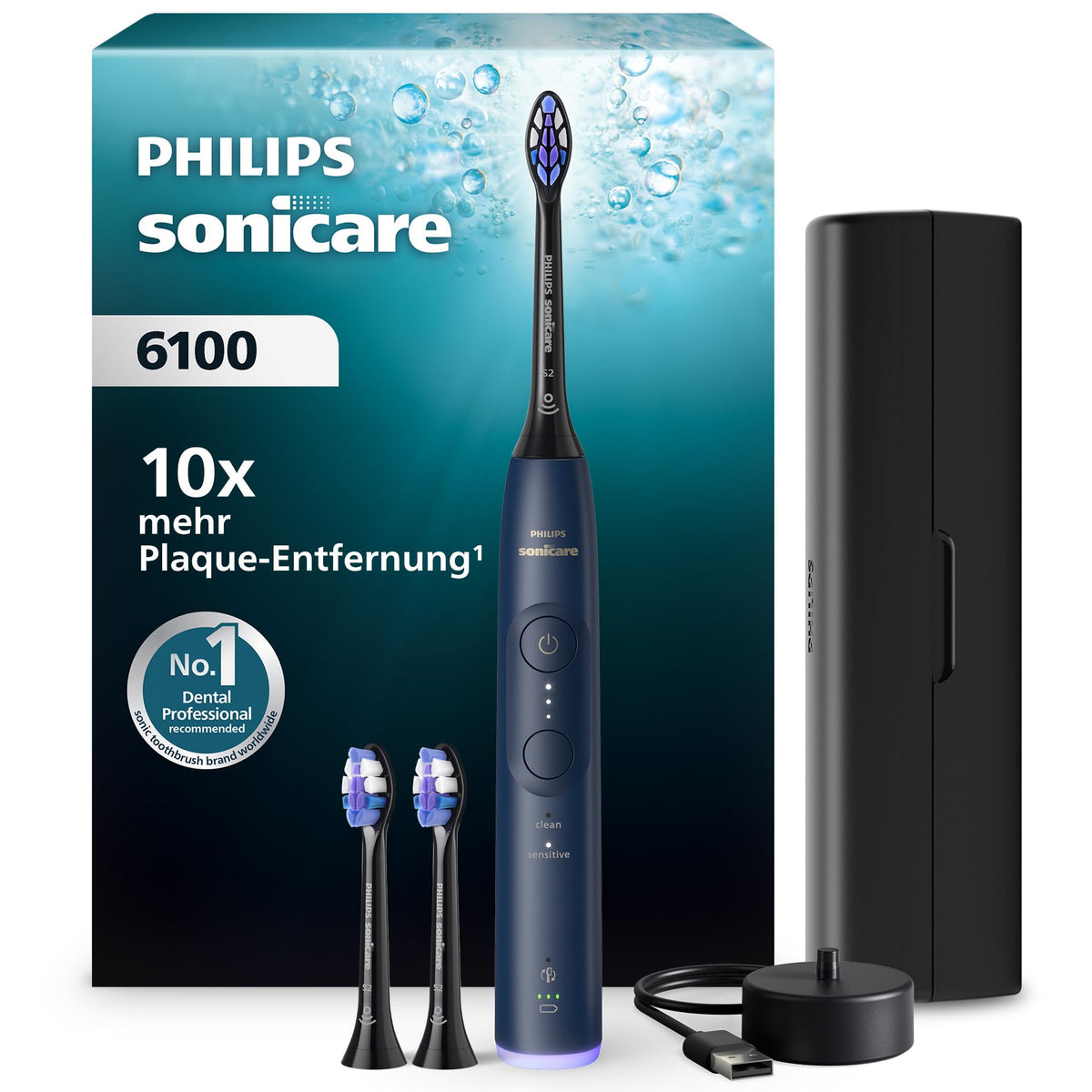 Elektriskā zobu birste Philips Sonicare Series 6100 ar nākamās paaudzes tehnoloģiju, spiediena sensoru