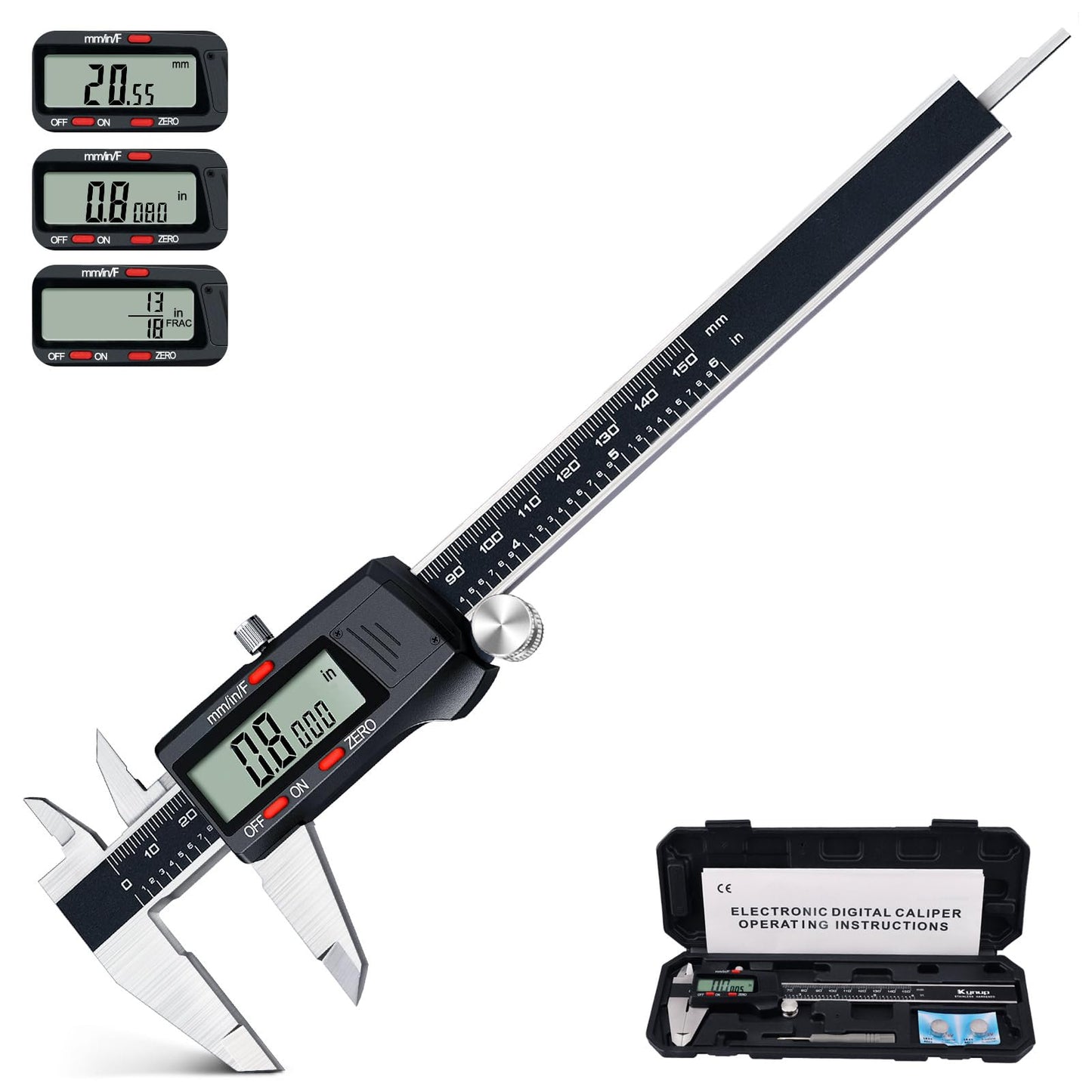 Digitālais bīdmērs Kynup, digitālais šubleris 150mm ar LCD displeju