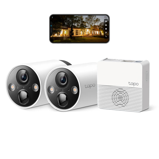 TP-Link Tapo C420S2 uzraudzības kamera ārā, 2K augsta izšķirtspēja, 5200mAh uzlādējama akumulators, pilnkrāsu nakts redzamība, inteliģenta identifikācija, microSD karte un mākoņkrātuve, 2 kameru komplekts