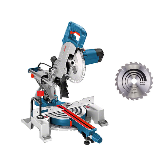 Bosch Professional GCM 80 SJ - 1400W, 216mm blade, includes 2 saw blades, hex key for precision cutting.