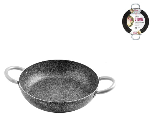 Home Family Stone panna - nelipīgs pārklājums, 2 rokturi, akmens, melna/pelēka, 32 cm