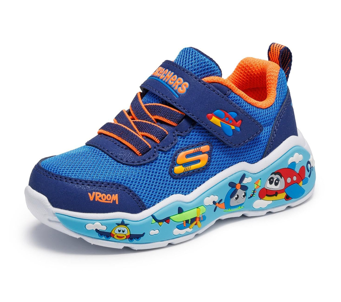 Bērnu sporta apavi Skechers Play Scene Barn-Squad Buddies Blue Navy Textile Synthetic Orange Trim 26 EU