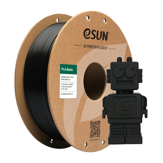 PLA 3D printera filaments eSUN PLA Basic 1.75mm, ±0.03mm, 1KG spole, Super Speedy, melns