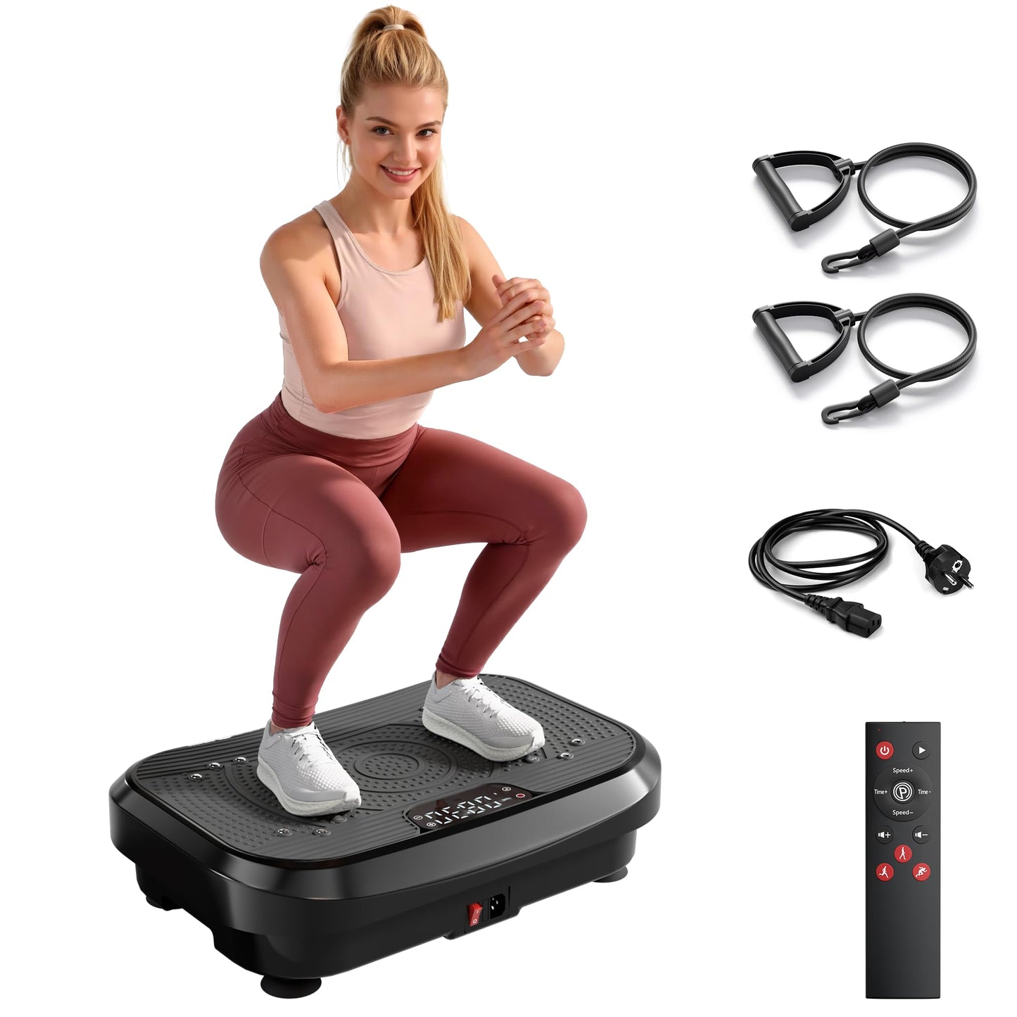 Vibrācijas platforma MOMODA, rīboša treniņu platforma, 200W, 120 līmeņi, LED displejs, tālvadības pults, Bluetooth, līdz 204 kg / 450 lbs