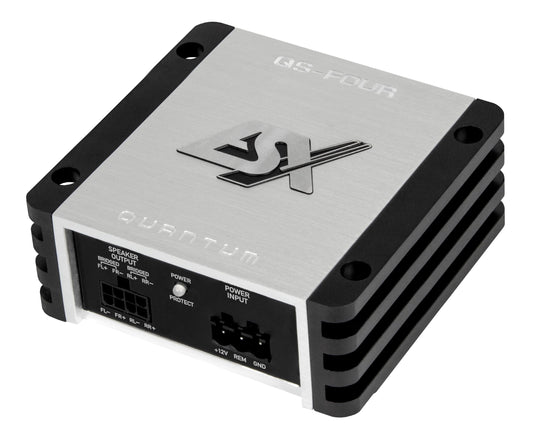 Auto pastiprinātājs ESX QUANTUM QS-FOUR-ISO, ultra kompakts Full Range Class D, 240 W RMS, Plug&Play ISO kabelis