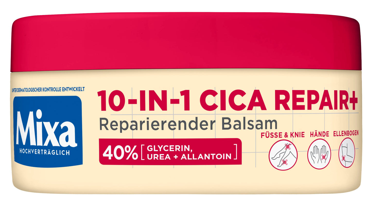 Mixa Urea Balsam, 10 in 1 Urea Cica Repair+, 150ml, ar 40% glicerīna, urīnvielu un alantoīnu, ļoti sausai un saplaisājušai ādai