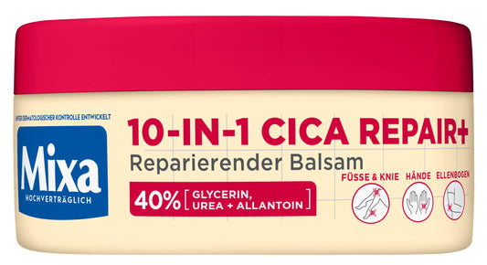 Mixa Urea Balsam, 10 in 1 Urea Cica Repair+, 150ml, ar 40% glicerīna, urīnvielu un alantoīnu, ļoti sausai un saplaisājušai ādai
