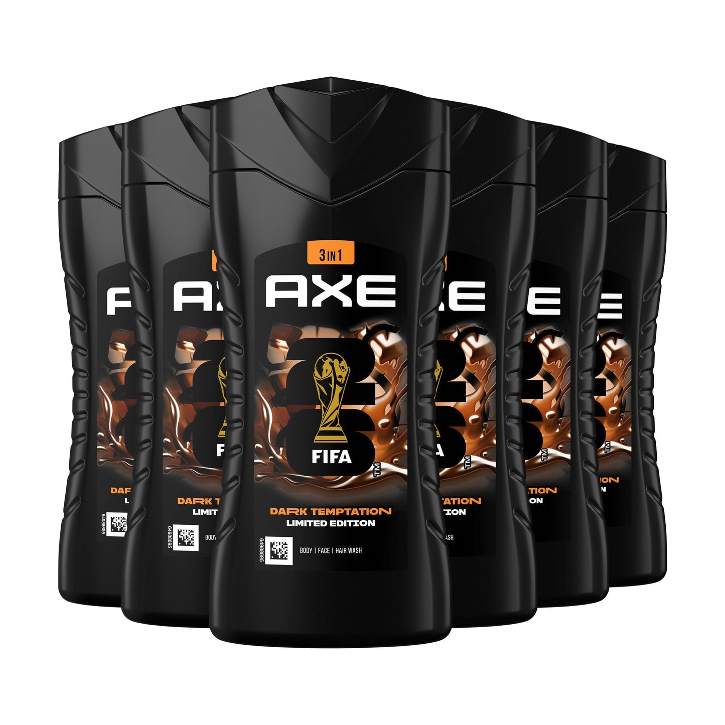 Axe 3-in-1 dušas gels un šampūns Dark Temptation ilgstošam svaigumam, neatvairāmam aromātam un patīkamai dušai dermatoloģiski testēts 6x 250 ml