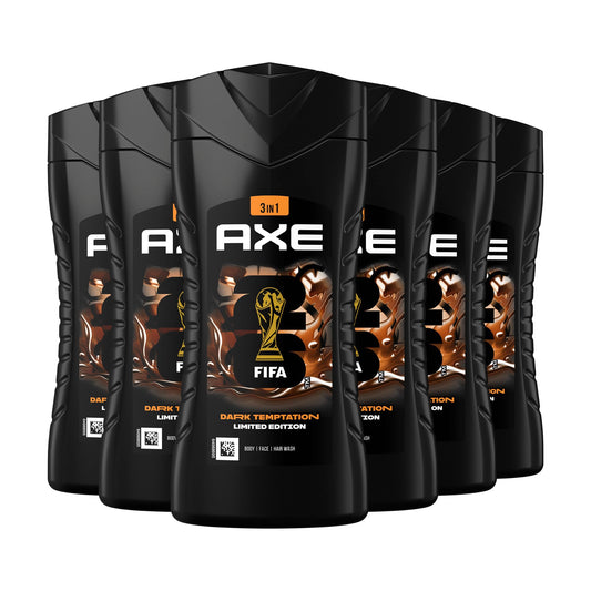 Axe 3-in-1 dušas gels un šampūns Dark Temptation ilgstošam svaigumam, neatvairāmam aromātam un patīkamai dušai dermatoloģiski testēts 6x 250 ml