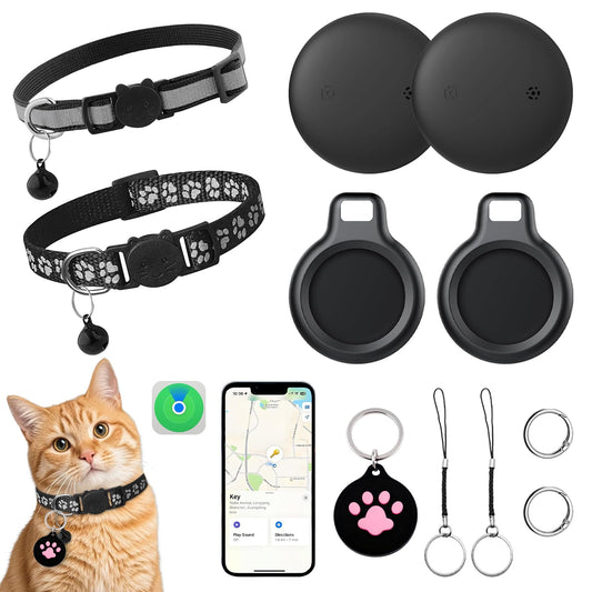 Kaķa GPS trackers suņiem iOS 2 gab., bez ABO kaķu trackers Apple Find My, viedās birkas ar kakla siksnu, mini mājdzīvnieku kaķu trackers kaķu izsekošanai, atslēgām, bagāžai, suņiem, bērniem, air tag