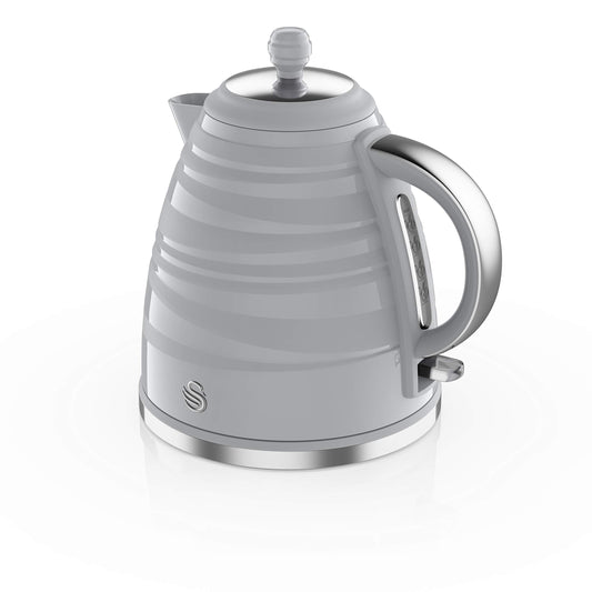 Swan SK31050GRN Symphony Kettle - 1.7L capacity, 3000W rapid boil system, sleek gray design.