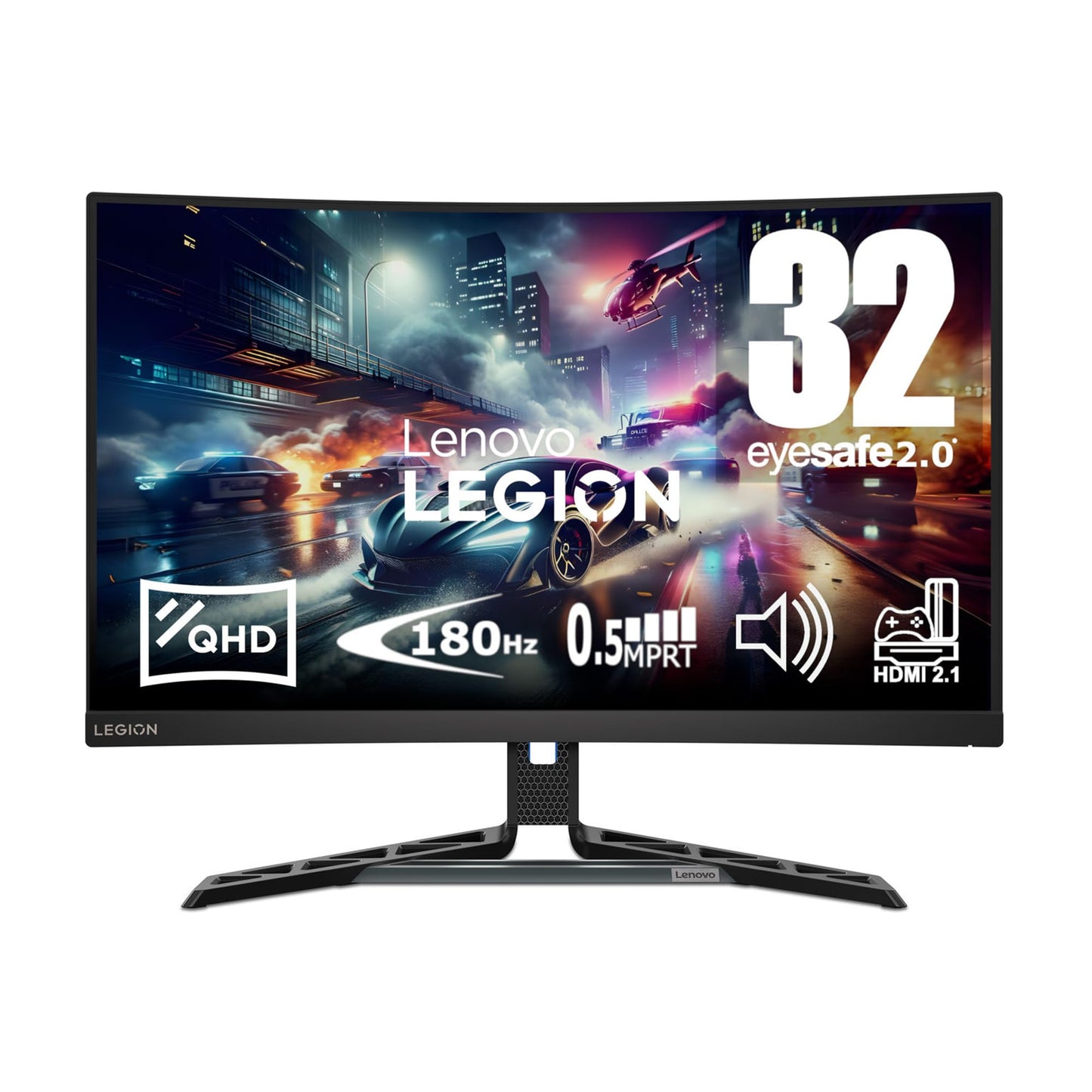 Lenovo Legion R32qc-30 - 31.5" Quad HD LED monitor, 2560 x 1440 pixels, sleek black design.