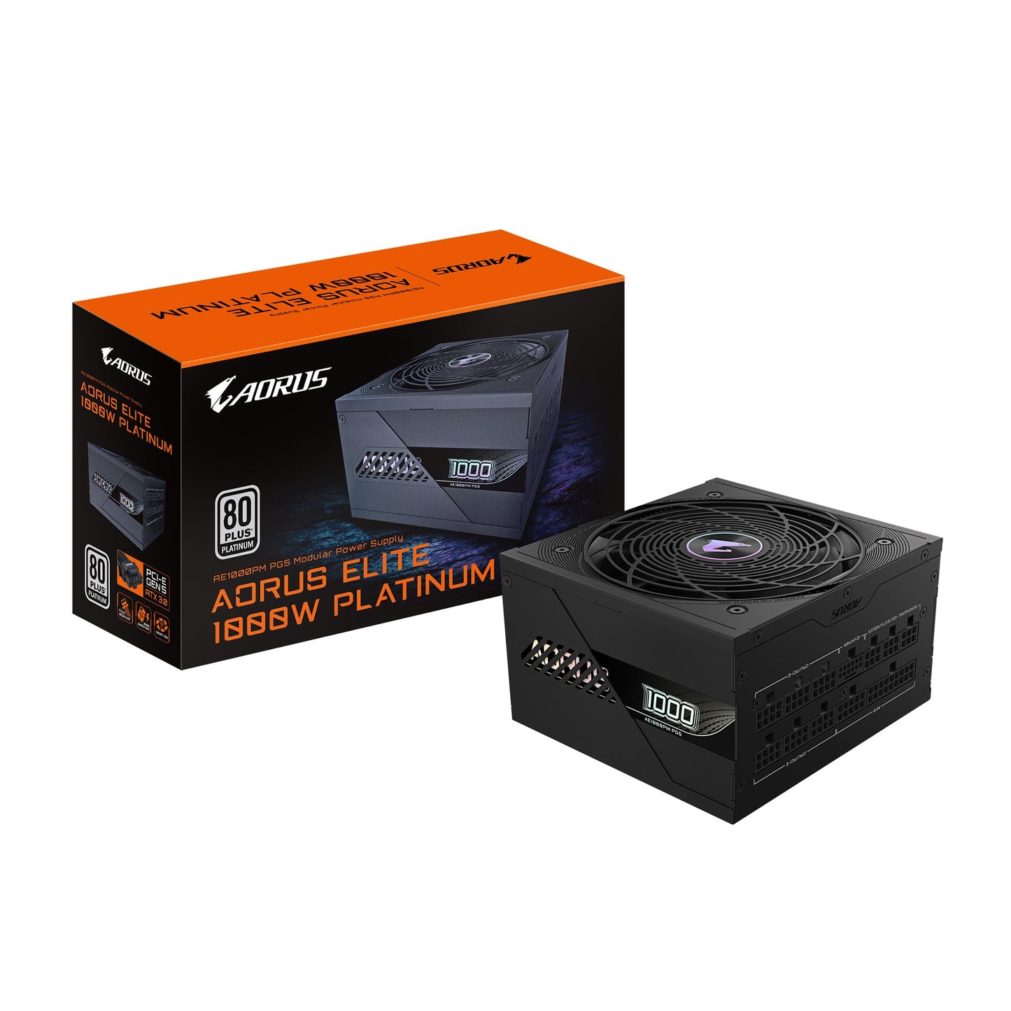 GIGABYTE Aorus Elite P1000W - PCIe 5.0, 80 Plus Platinum, fully modular, 120mm fan, ATX 3.0 compatible, EU plug