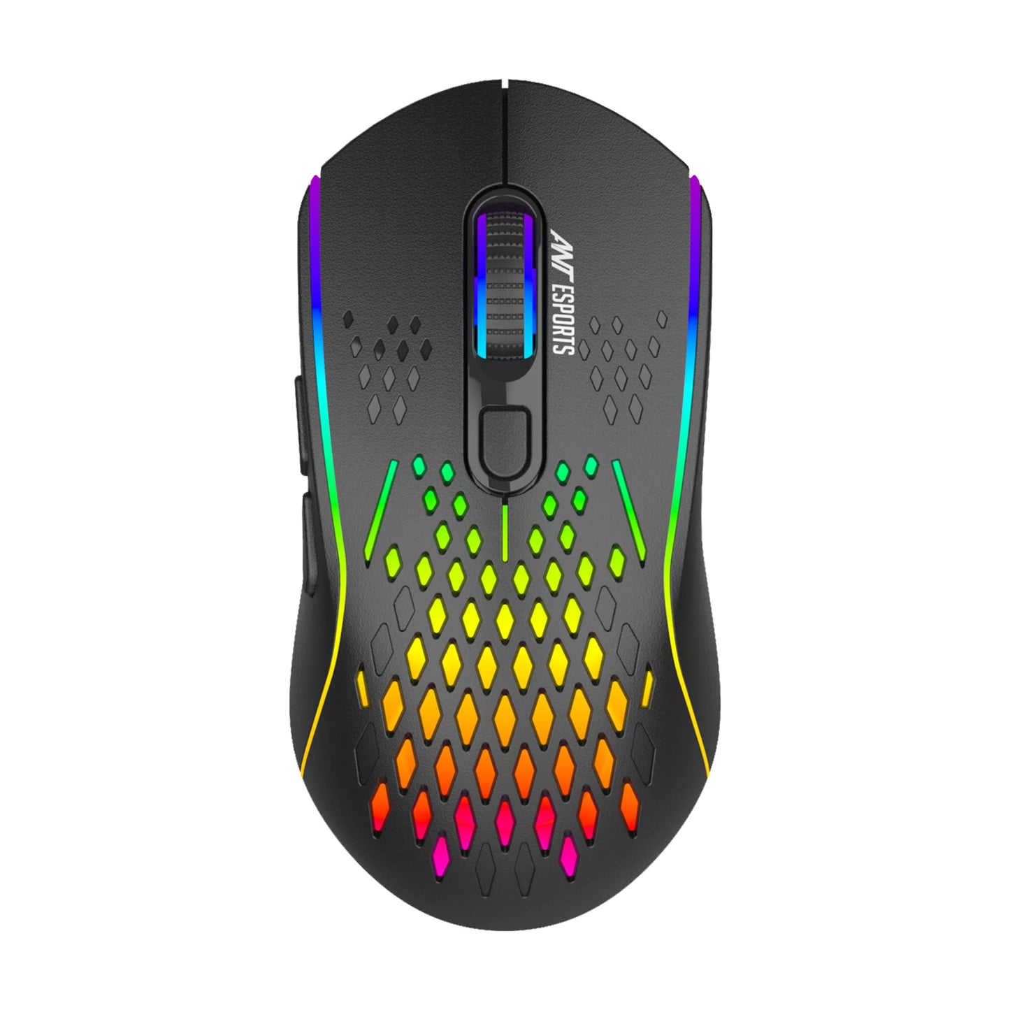 Ant Esports GM700 RGB bezvadu spēļu pele - 2.4GHz savienojums, šūnveida dizains, ilgs akumulatora darbības laiks