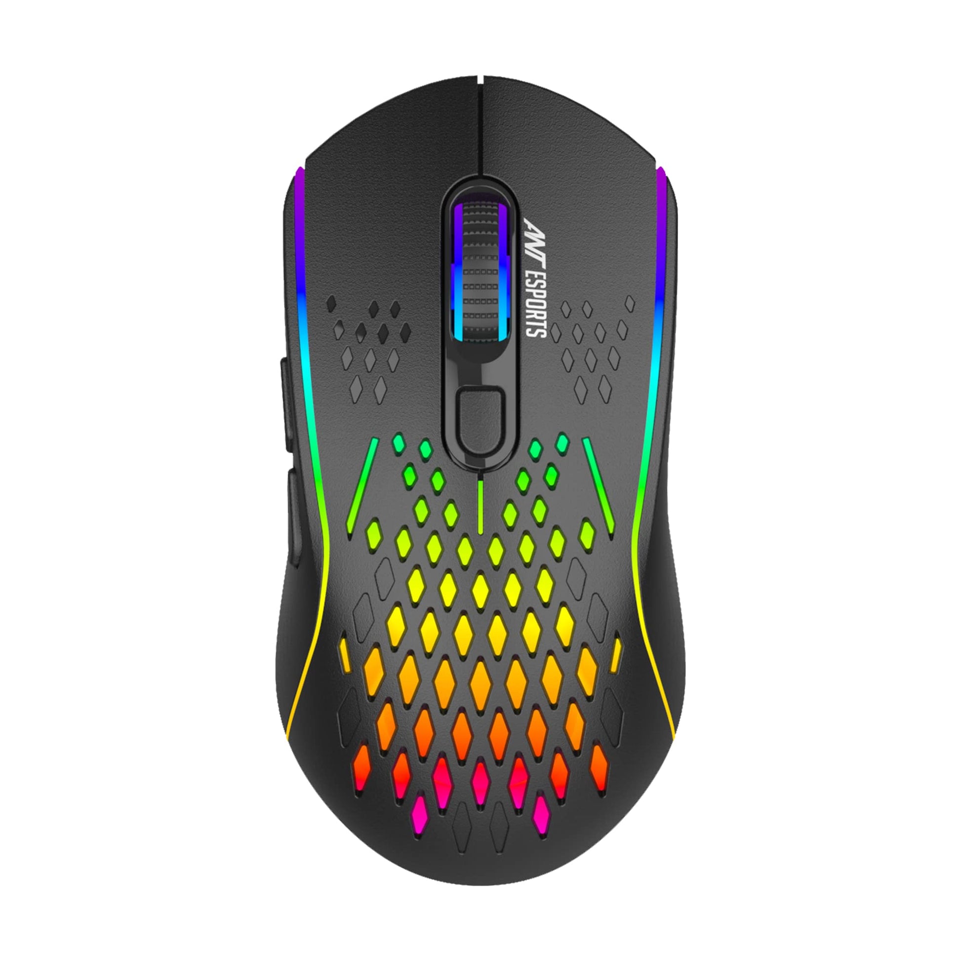 Ant Esports GM700 RGB bezvadu spēļu pele - 2.4GHz savienojums, šūnveida dizains, ilgs akumulatora darbības laiks