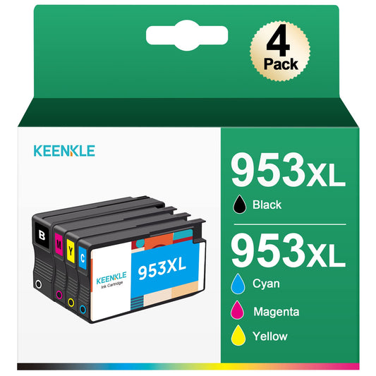 HP 953XL Ink Cartridge Set - Compatible with Officejet Pro 7740, includes black, cyan, magenta, yellow cartridges.