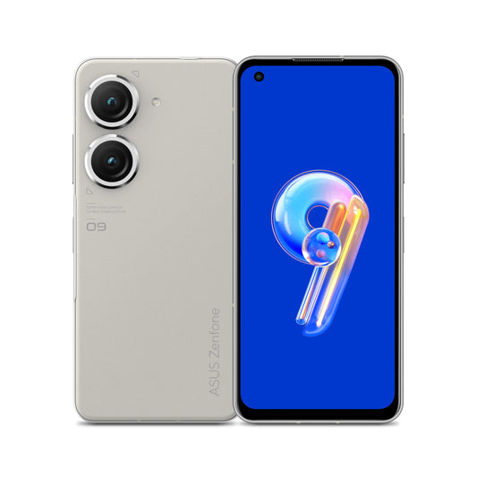 ASUS Zenfone 9 - 5.92" AMOLED, 50MP dual camera, 4300 mAh battery, 8GB RAM, 256GB storage, Moonlight White, screen protector.