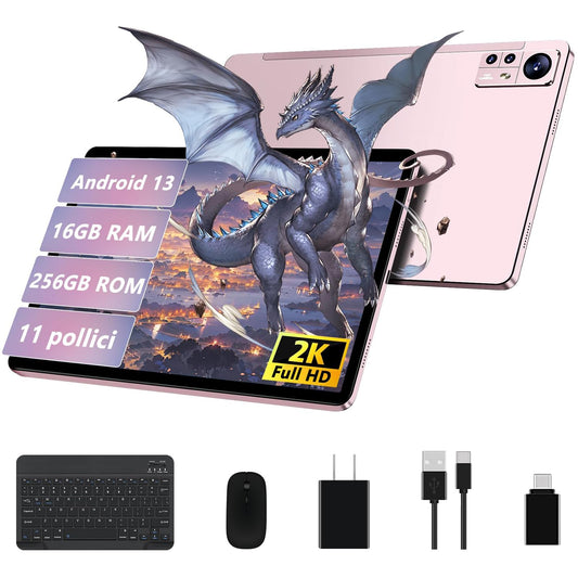 AOCWEI X800 Android 13 planšetdators, 25,9 cm (11 collas), displejs 2 K, Octa-Core, planšetdators, 16 GB (8 + 8) RAM + 256 GB ROM (512 GB TF), atbalsta 5 G, WiFi, 2000 x 1200, 8600 mAh, 3 MP + 2 MP+5 MP, 2,0 GHz
