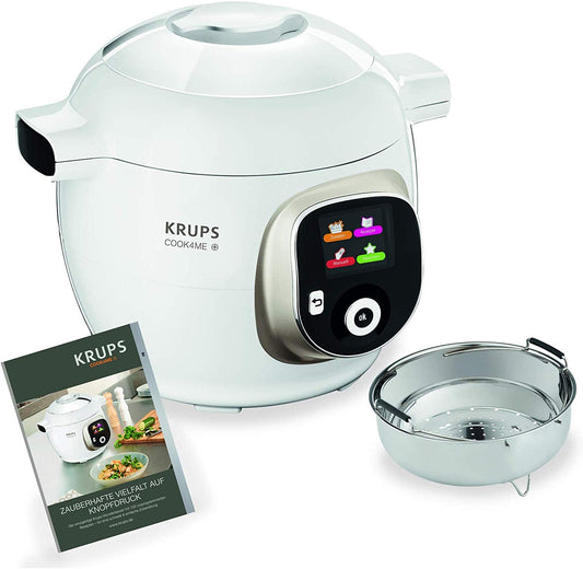 Krups CZ7101 Multikookers Cook4Me+, 4 litri, Gatavošanu var veikt ar aizkavētu gatavošanas sākumu, 4 litri, Balts/pelēks