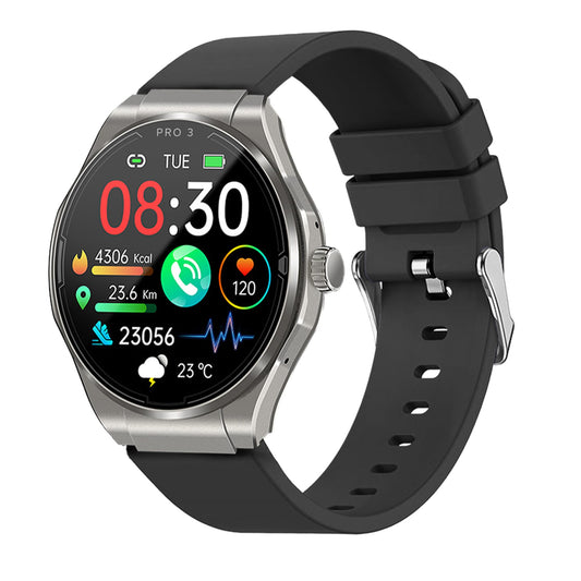 Knauermann PRO 3 (2024) Sudrabs - Veselības pulkstenis ar EKG, HRV, SOS, AMOLED displeju, Bluetooth, miega apnojas funkciju.