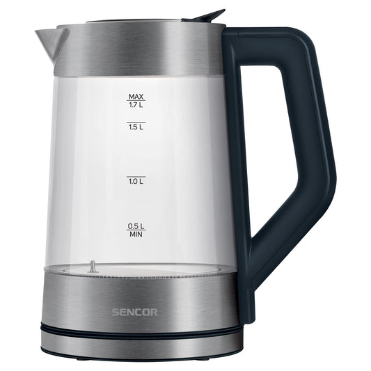 Sencor SWK 1795SS - 1.7L stainless steel kettle, 2200W, adjustable temperature 50-100°C, BPA-free, internal lighting.