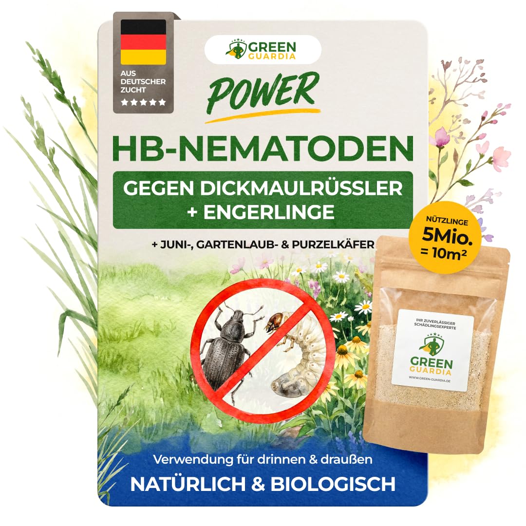 Nematodes pret smecerniekiem un maijvaboļu kāpuriem GREEN GUARDIA Power HB-Nematoden, 5 milj. 10m², bioloģiska kaitēkļu apkarošana