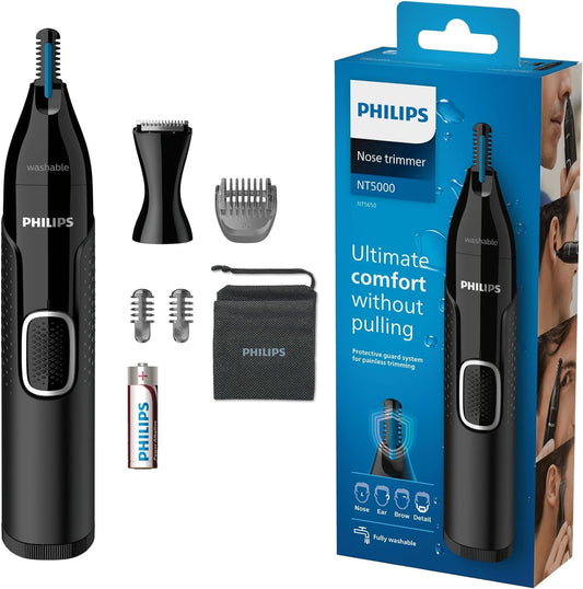 Philips Nasu trimmeris 5000 sērija, efektīva matu noņemšana degunā, ausīs un uzacīs, ar PrecisionTrim tehnoloģiju, ūdensizturīgs, modelis NT5650/16
