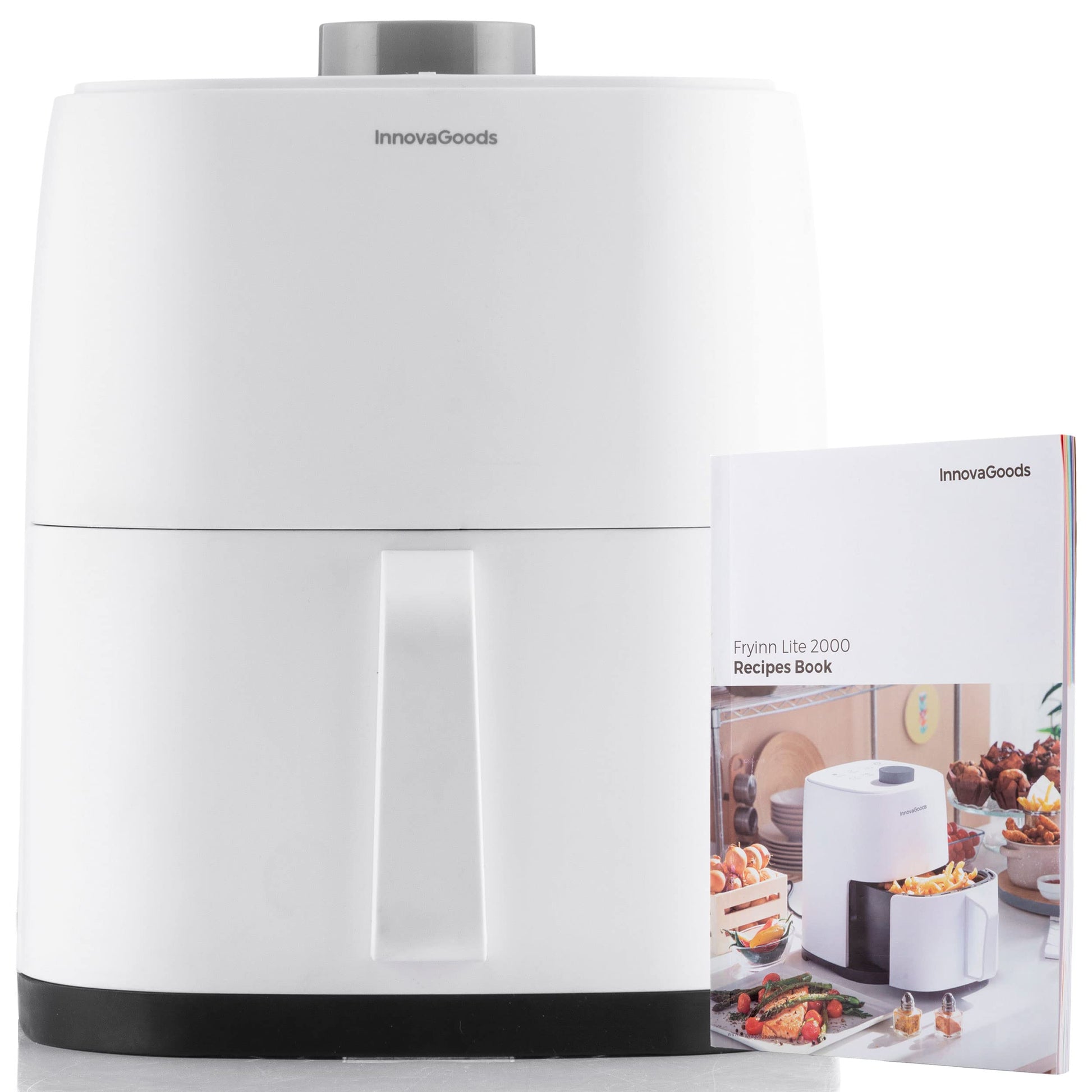 InnovaGoods Fryinn Lite - 1200W, 2L capacity, 360° hot air circulation, energy-efficient, easy to clean, white plastic aluminum